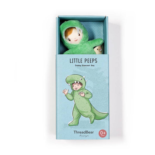 ThreadBear Little Peeps Danny Dinosaur - Matchbox doll 12cm - Brambles Gift Shop