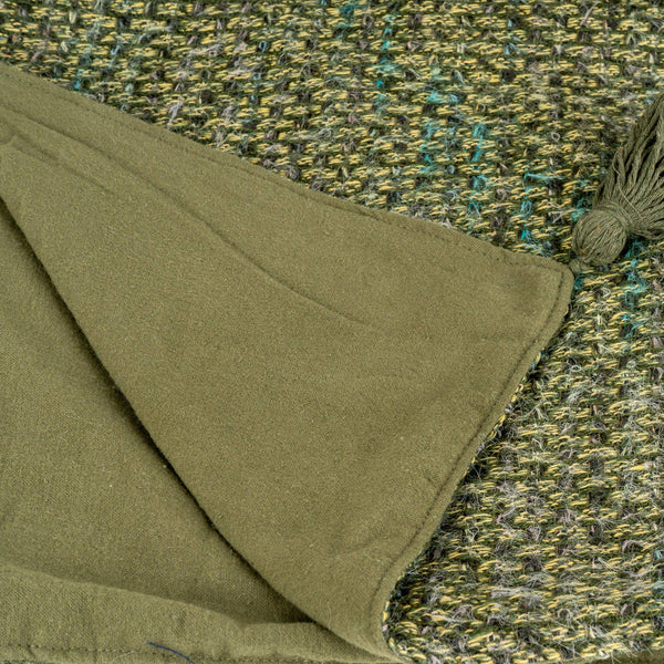 Olive Green Tasselled Throw - Brambles Gift Shop