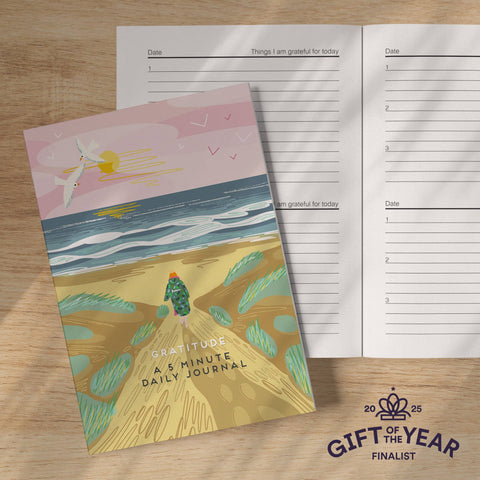 Gratitude journal coastal - mindfulness notebook swimmer
