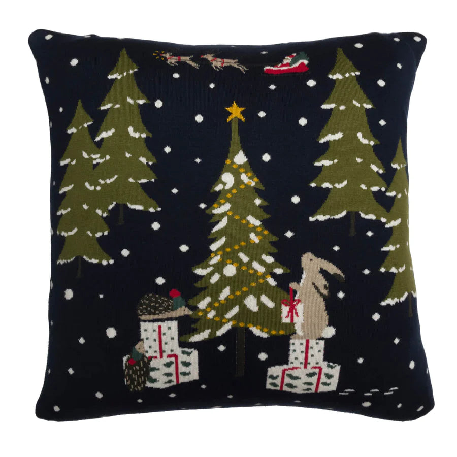 Festive Forest Knitted Cushion - Brambles Gift Shop