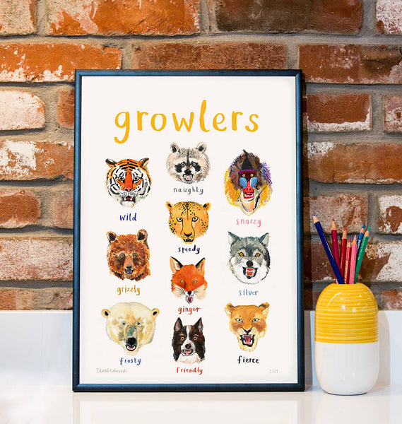 Growlers A4 Print - Brambles Gift Shop