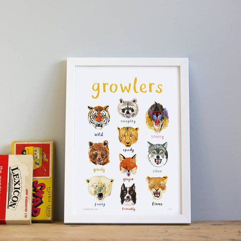 Growlers A4 Print - Brambles Gift Shop