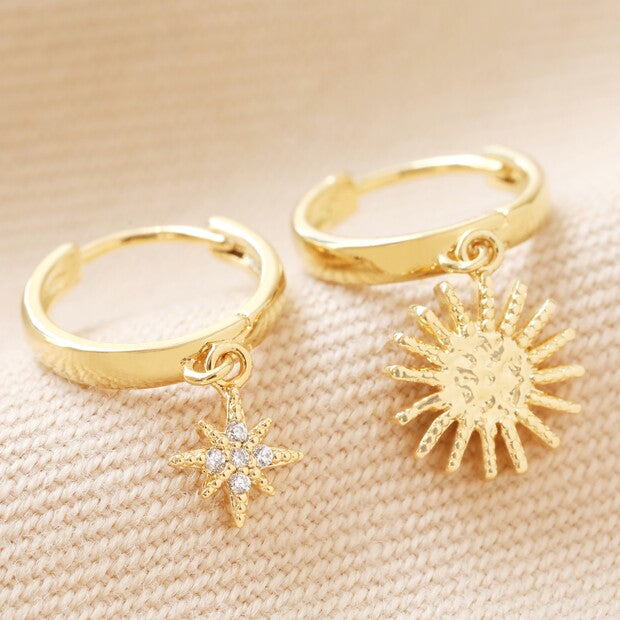 Sun and Star Huggie Earrings - Brambles Gift Shop