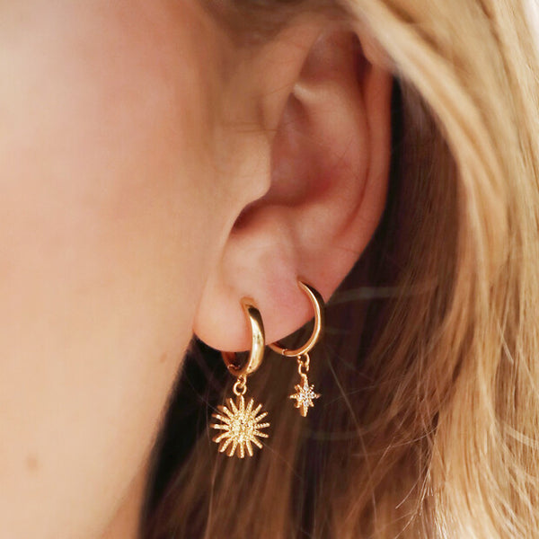 Sun and Star Huggie Earrings - Brambles Gift Shop