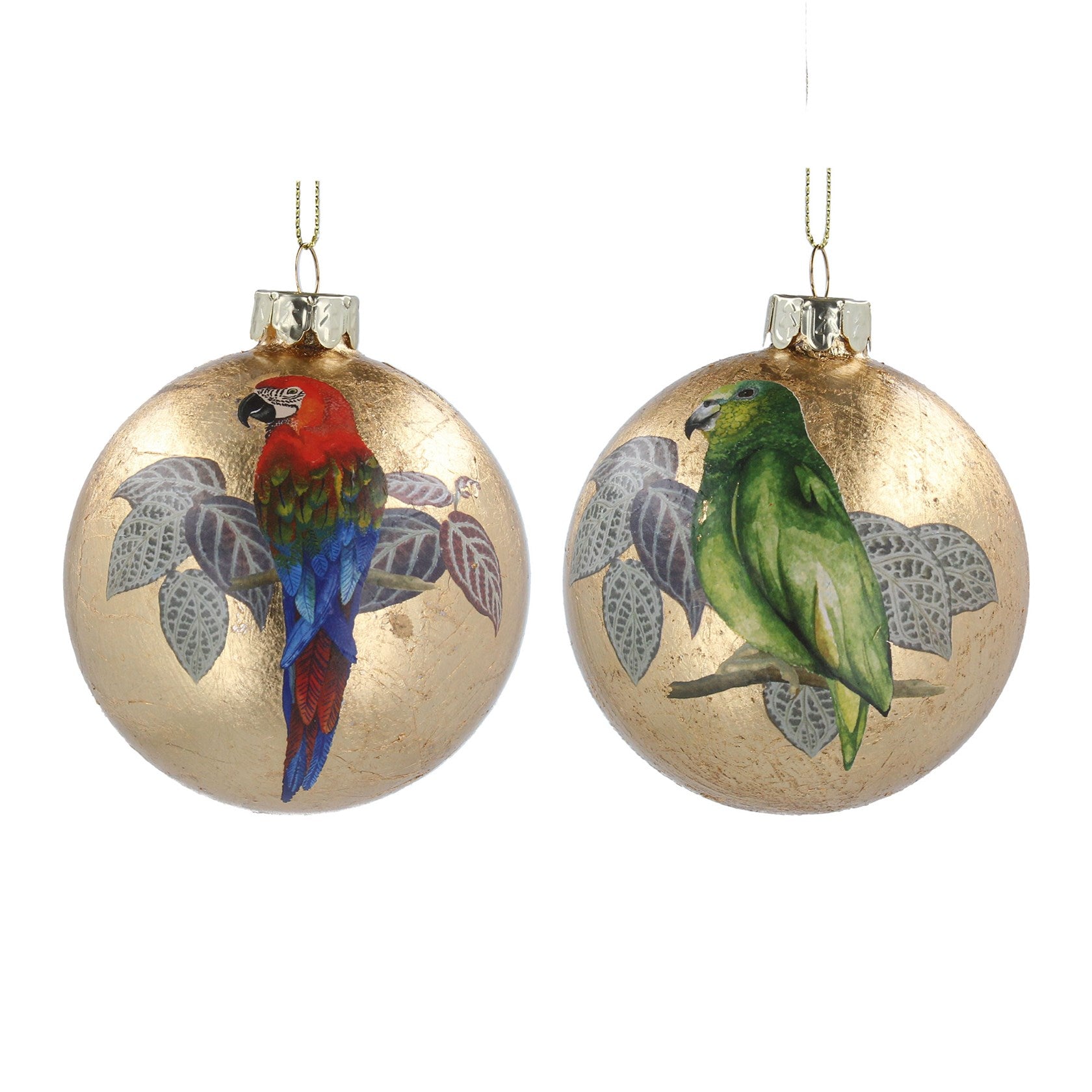 Antique Gold Parrot Glass Bauble - Brambles Gift Shop