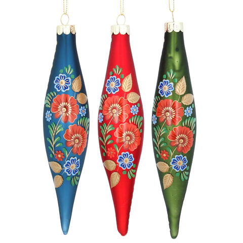 Folk Art Glass Long Decoration - Brambles Gift Shop