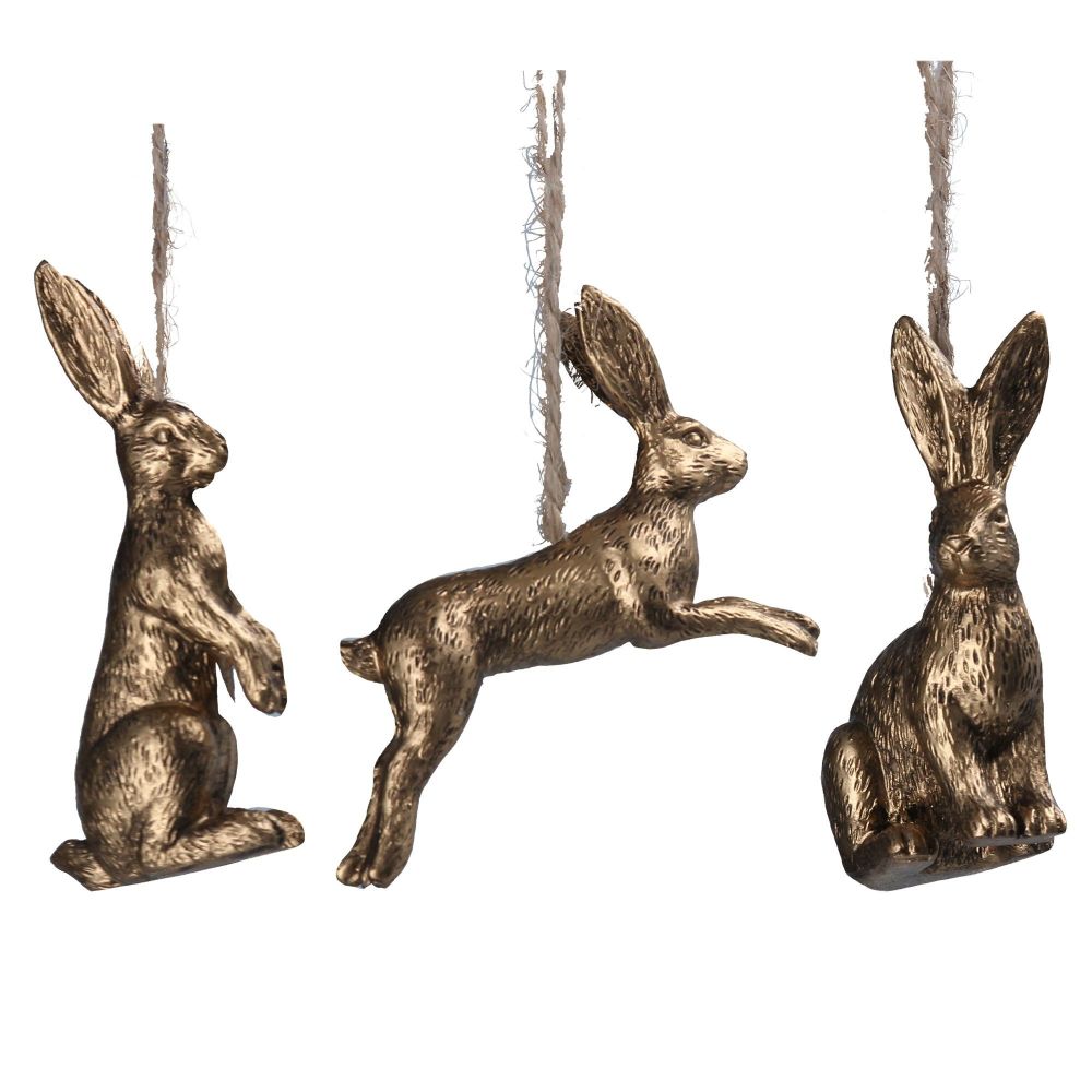 Antique Gold Resin Hare Decoration - Brambles Gift Shop