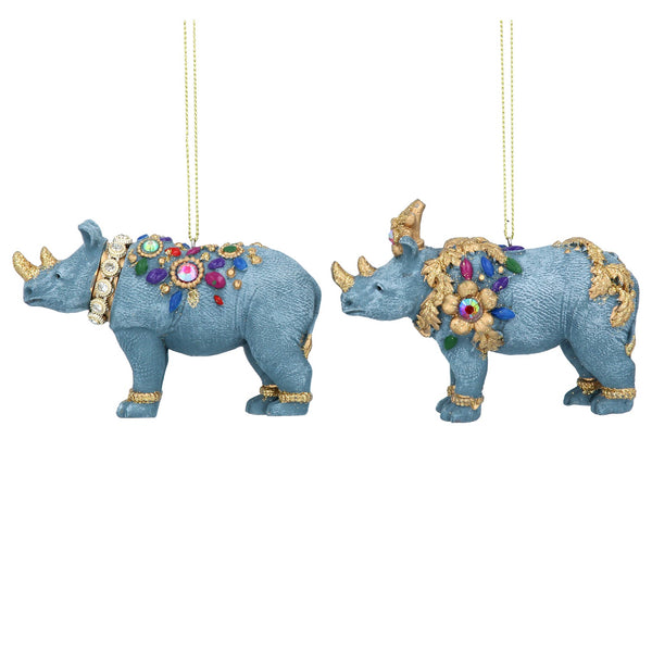 Jewel Rhino Resin Tree Decoration - Brambles Gift Shop