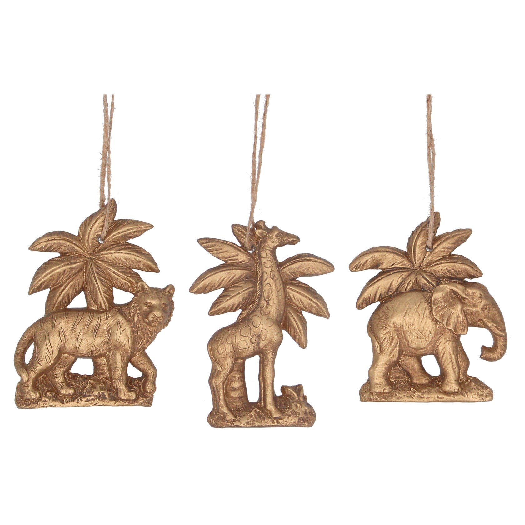 Gold Animal Palm Tree Resin Tree Decoration - Brambles Gift Shop
