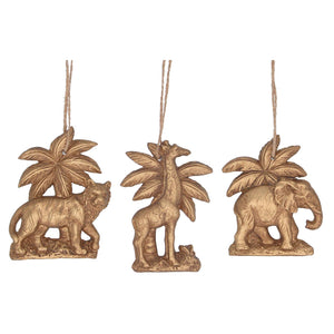 Gold Animal Palm Tree Resin Tree Decoration - Brambles Gift Shop