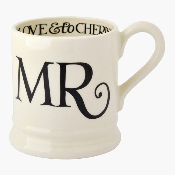 Black Toast Mr & Mrs 2 x 1/2 Pint Mugs - Brambles Gift Shop