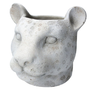 Grey Leopard Head Pot Cover - Brambles Gift Shop