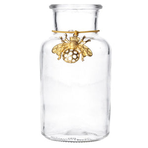 Glass Vase with Gold Bee Charm - Brambles Gift Shop