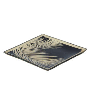 Black & Gold Palm Leaf Glass Plate - Brambles Gift Shop
