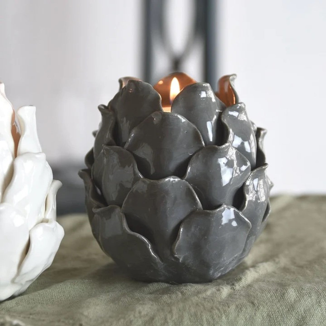 Grey Artichoke Tea Light Holder - Brambles Gift Shop