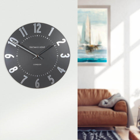 12" Mulberry Wall Clock Graphite Silver - Brambles Gift Shop