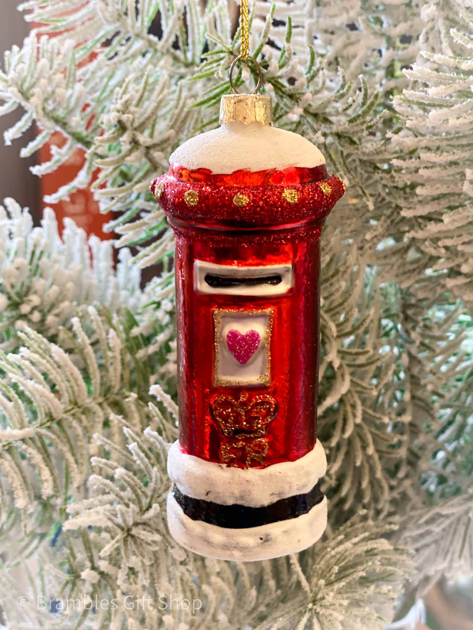 Glass Red Postbox Hanging Decoration - Brambles Gift Shop