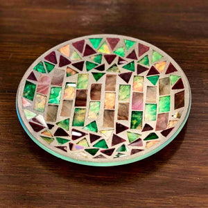 Glass Candle Plate Moroccan Mosaic - Brambles Gift Shop