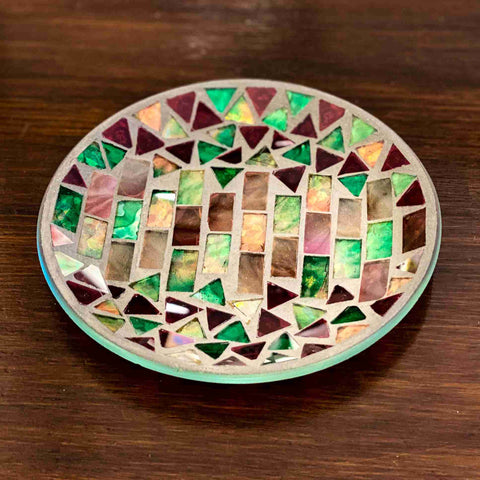 Glass Candle Plate Moroccan Mosaic - Brambles Gift Shop