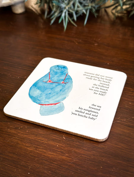 Manatee in Swimsuit Funny Coaster - Brambles Gift Shop