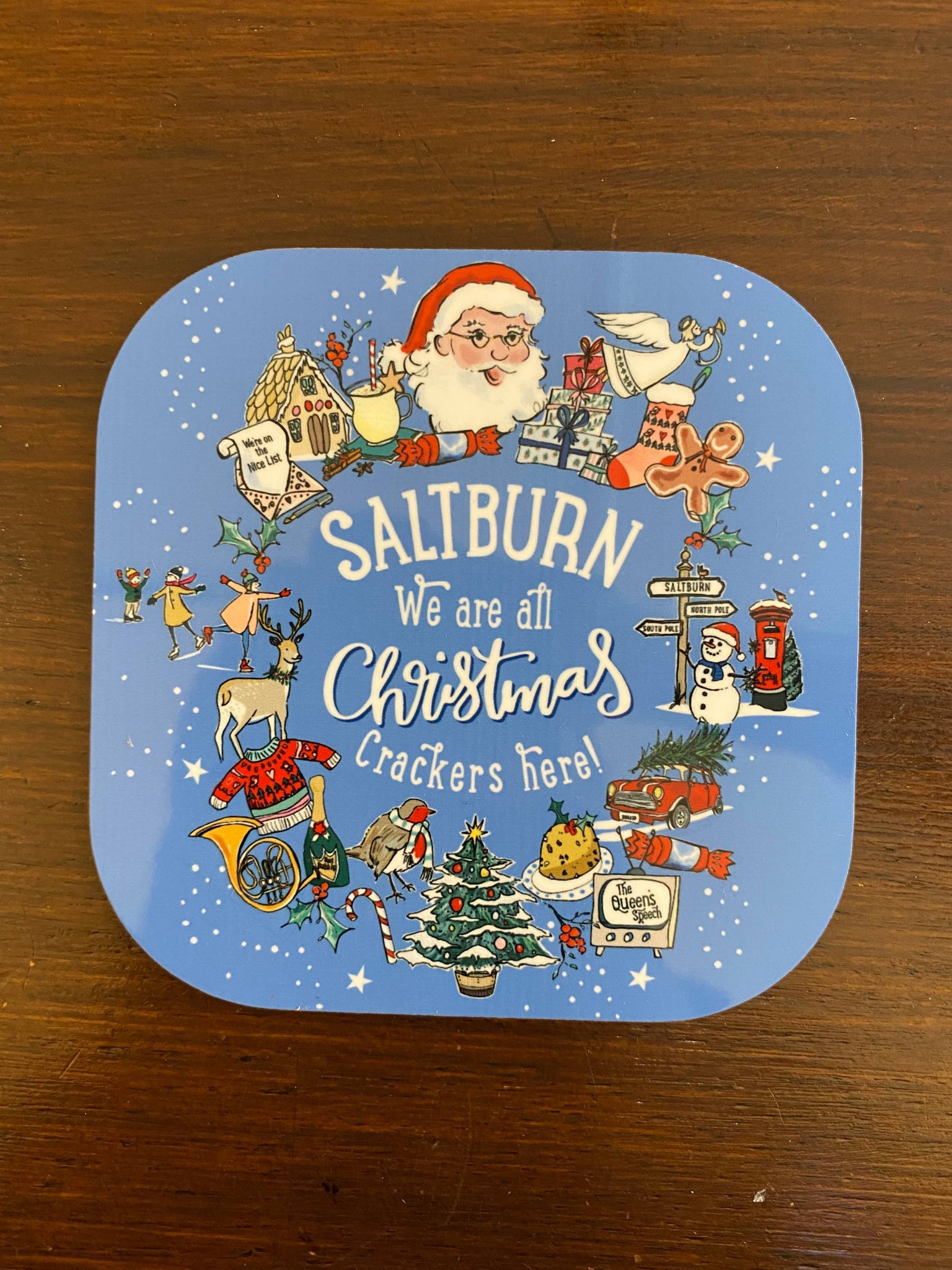 Saltburn Christmas Crackers Coaster - Brambles Gift Shop