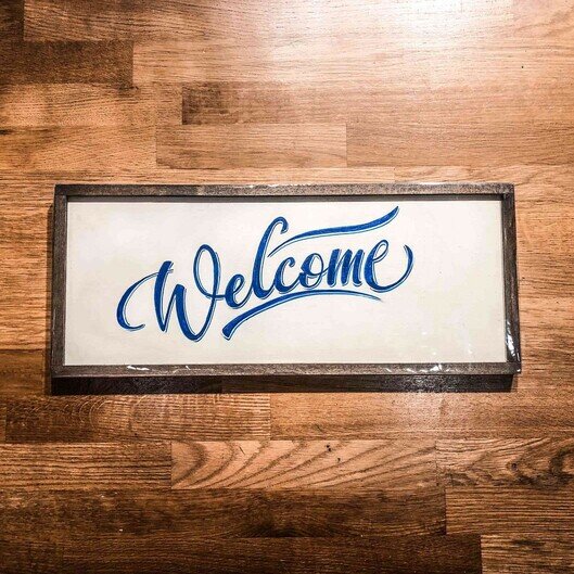 Welcome Handmade Wooden Sign - Brambles Gift Shop