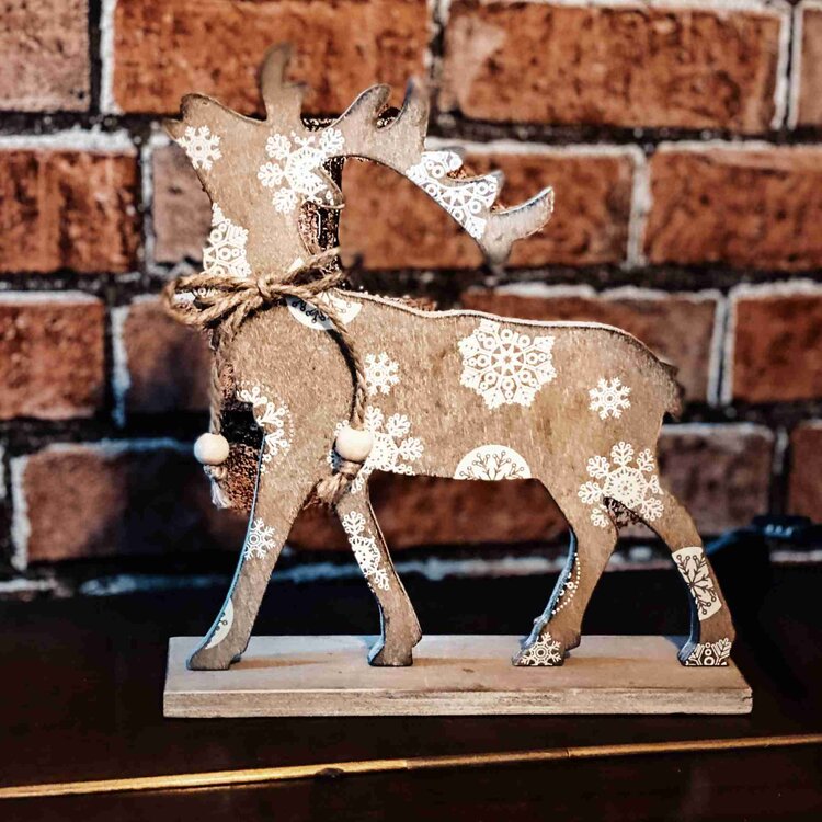 Wooden Reindeer with Snowflakes - Brambles Gift Shop