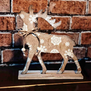 Wooden Reindeer with Snowflakes - Brambles Gift Shop
