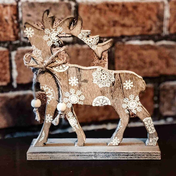 Wooden Reindeer with Snowflakes - Brambles Gift Shop