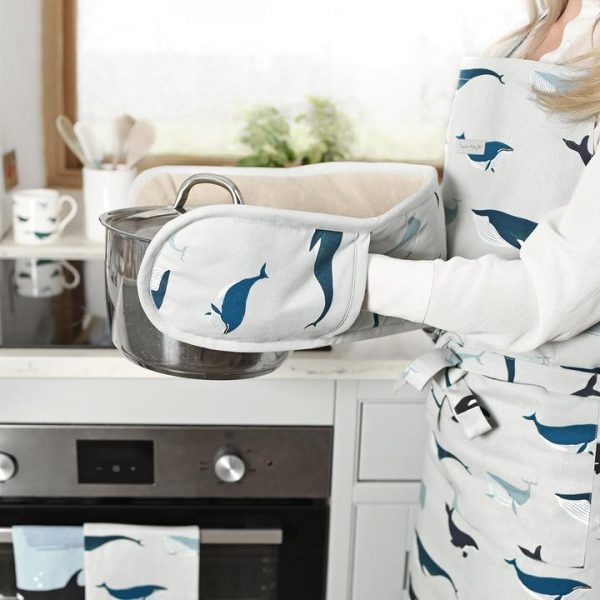 Whales Double Oven Glove - Brambles Gift Shop