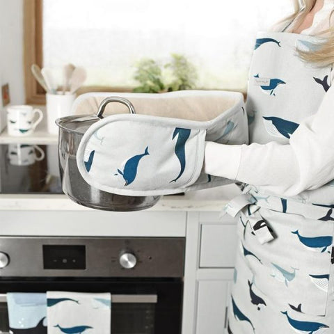Whales Double Oven Glove - Brambles Gift Shop