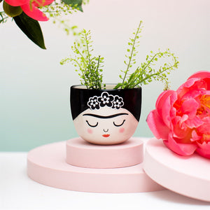 Mini Frida Monochrome Planter - Brambles Gift Shop