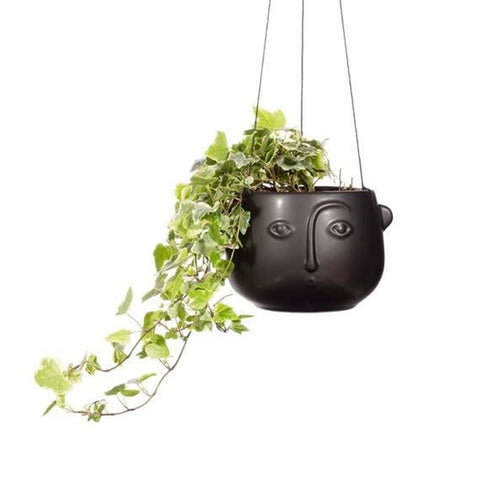Matte Black Face Hanging Planter - Brambles Gift Shop