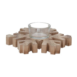 Wooden Snowflake Tealight Holder - Brambles Gift Shop