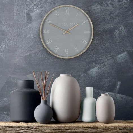 12" Wall Clock Nordic Cement - Brambles Gift Shop
