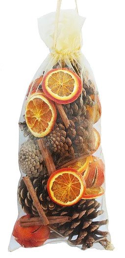 Large Cone, Orange & Cinnamon in Organza Bag - Brambles Gift Shop