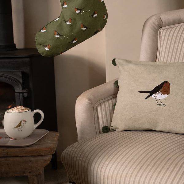 Robin - Linen Blend Cushion - Brambles Gift Shop