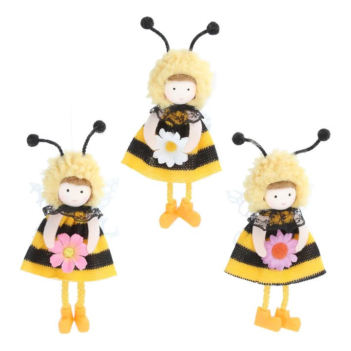 Fabric Bee Girl with Flower - Brambles Gift Shop