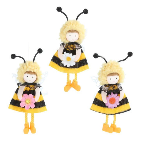 Fabric Bee Girl with Flower - Brambles Gift Shop