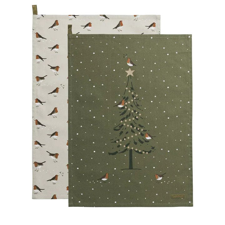 Robin Tea Towel - Set of Two - Brambles Gift Shop