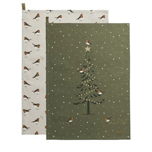 Robin Tea Towel - Set of Two - Brambles Gift Shop
