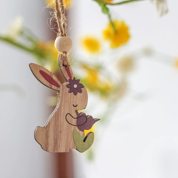 Pastel Wooden Bunny Decorations - Brambles Gift Shop