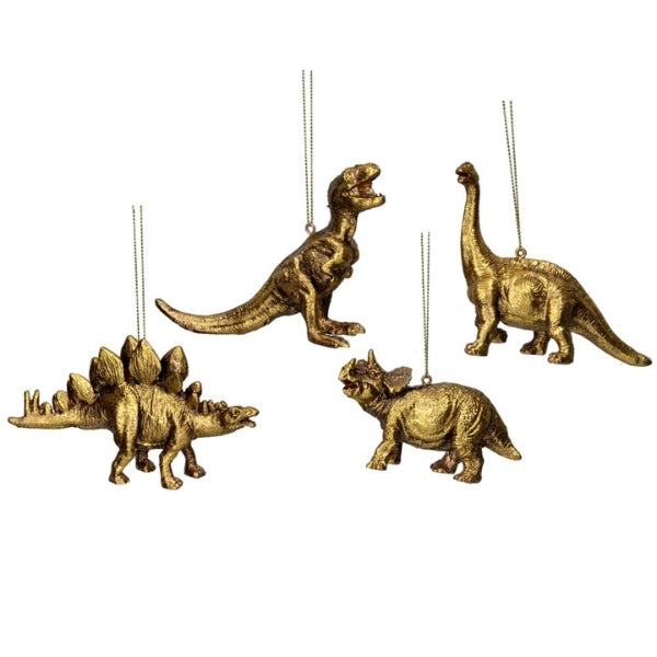 Gold Dinosaur Resin Tree Decoration - Brambles Gift Shop