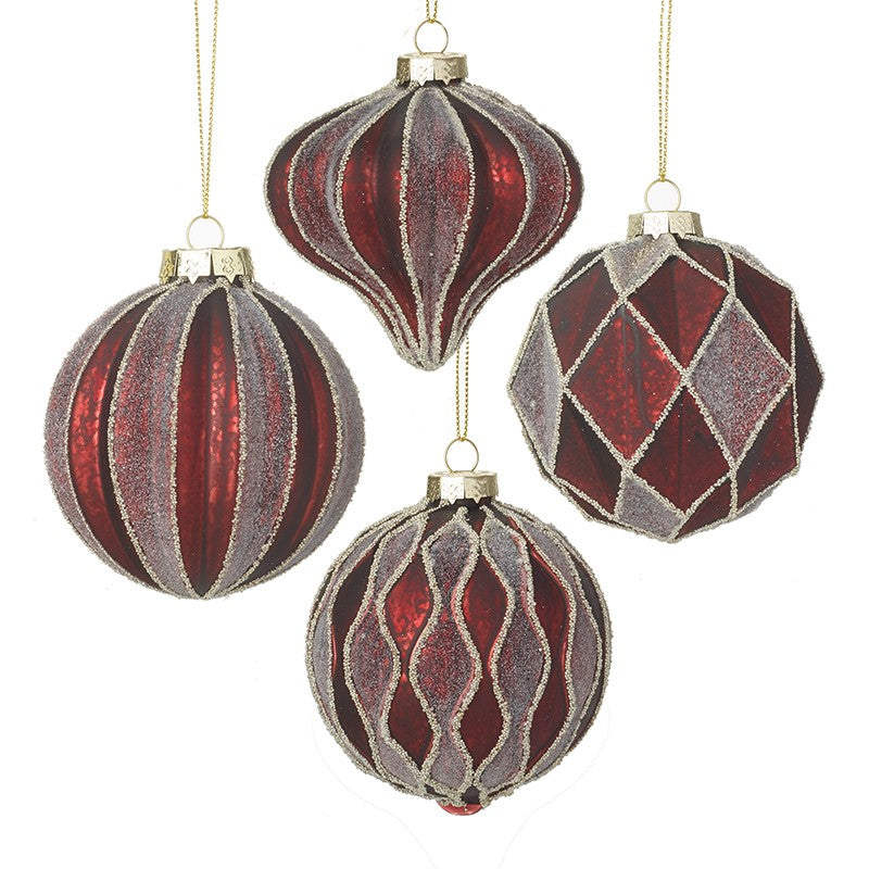 Red Glittered Glass Bauble - Brambles Gift Shop