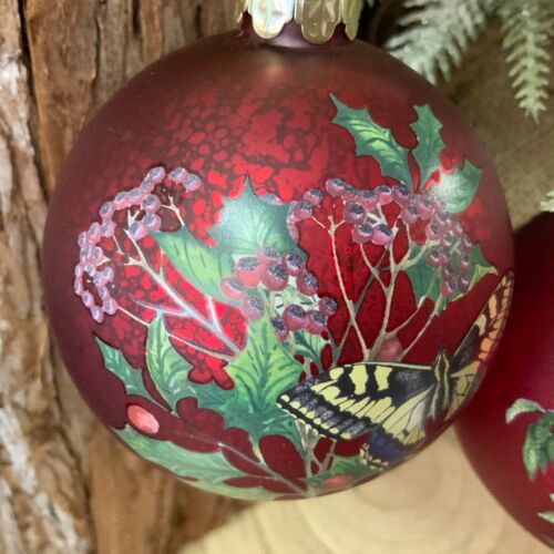 Glass Bauble Red Matte Butterfly Bauble - Brambles Gift Shop