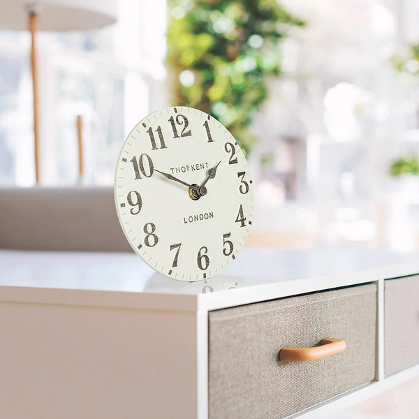 6" Arabic Mantel Clock Limestone - Brambles Gift Shop